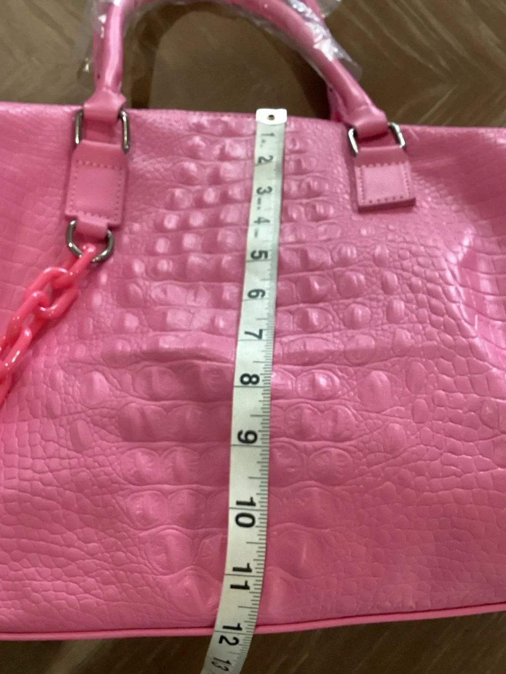 Pink Croc-Embossed Tote Bag - Women